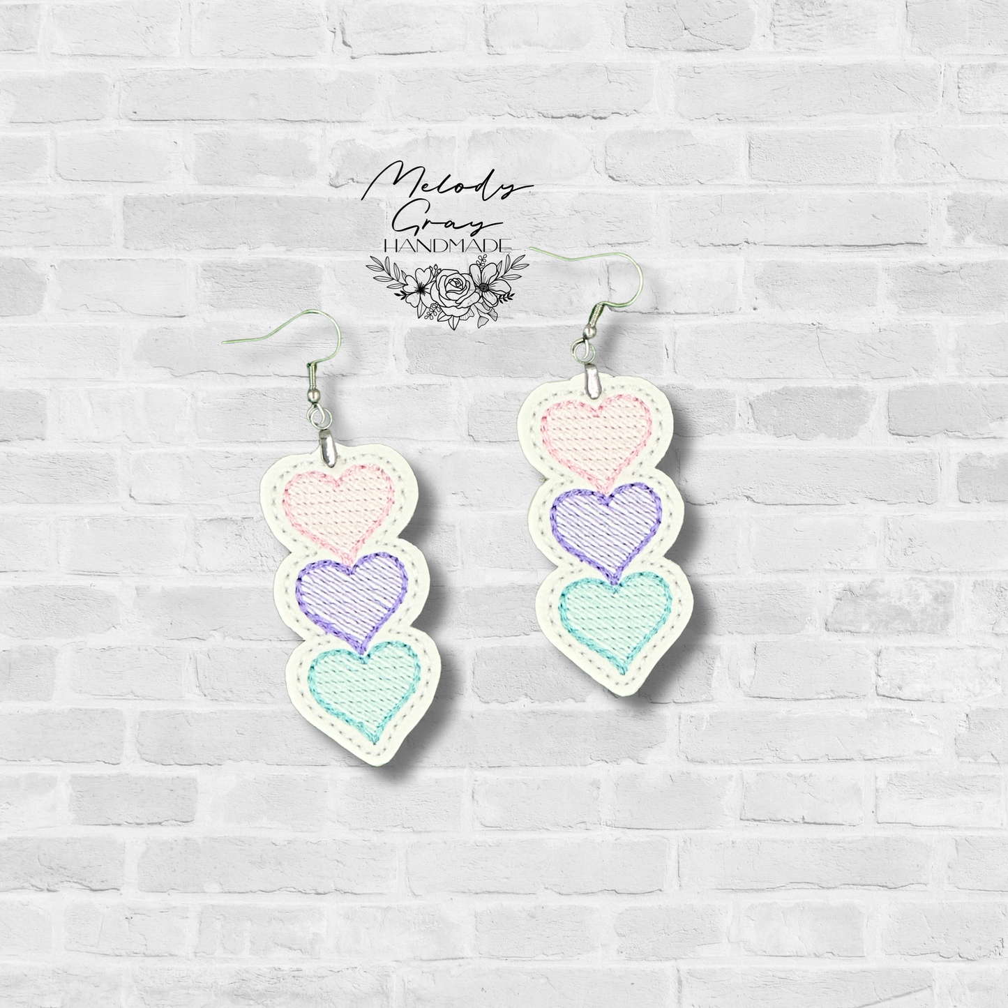 Stacked Hearts Embroidered Earrings