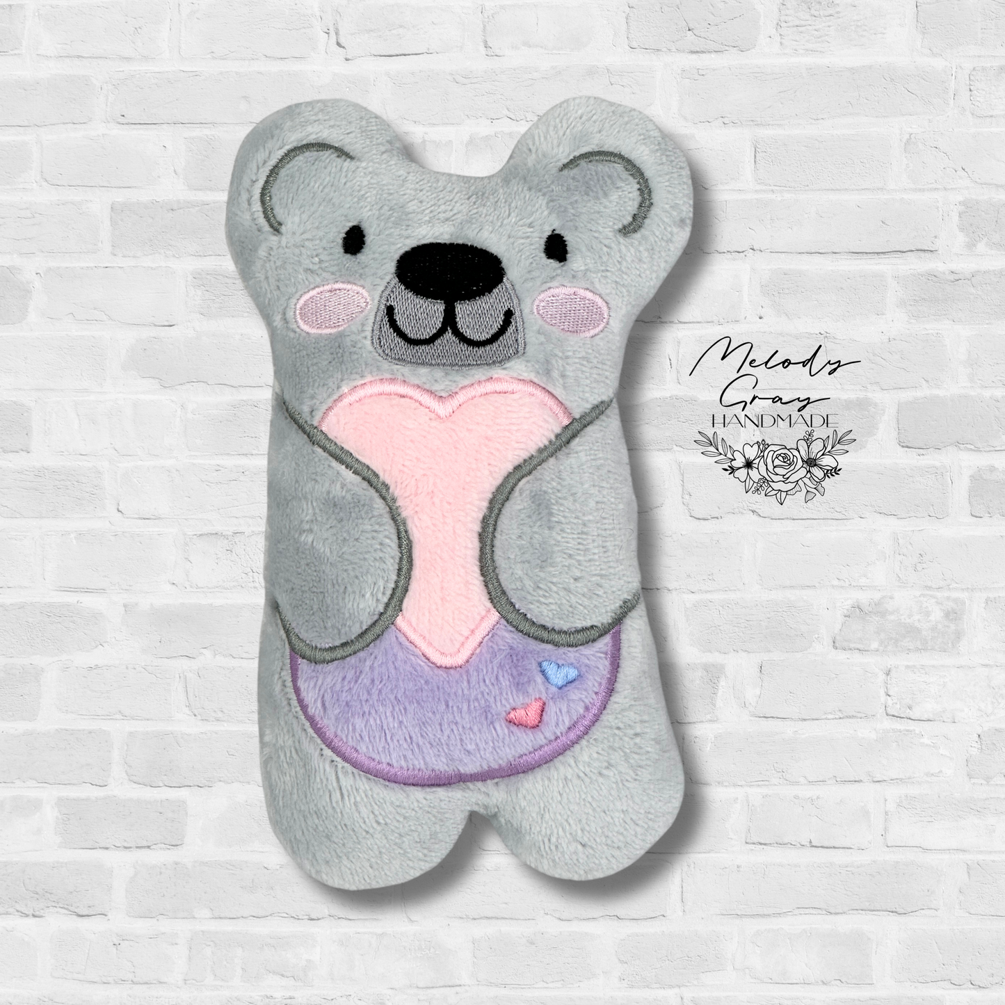 Gray Bear With Heart Plushie