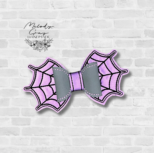 Spider Web Embroidered Hair Bow