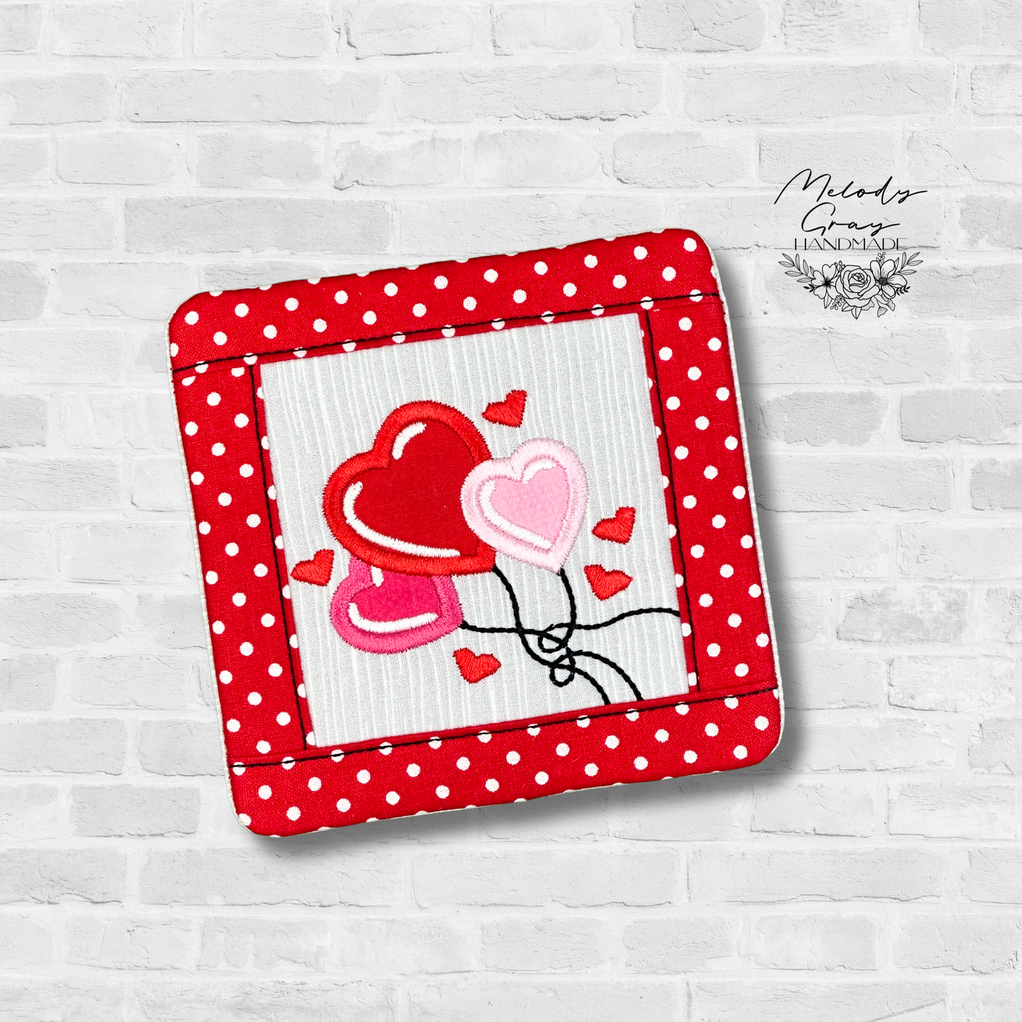 Balloon Heart Quilted Coaster