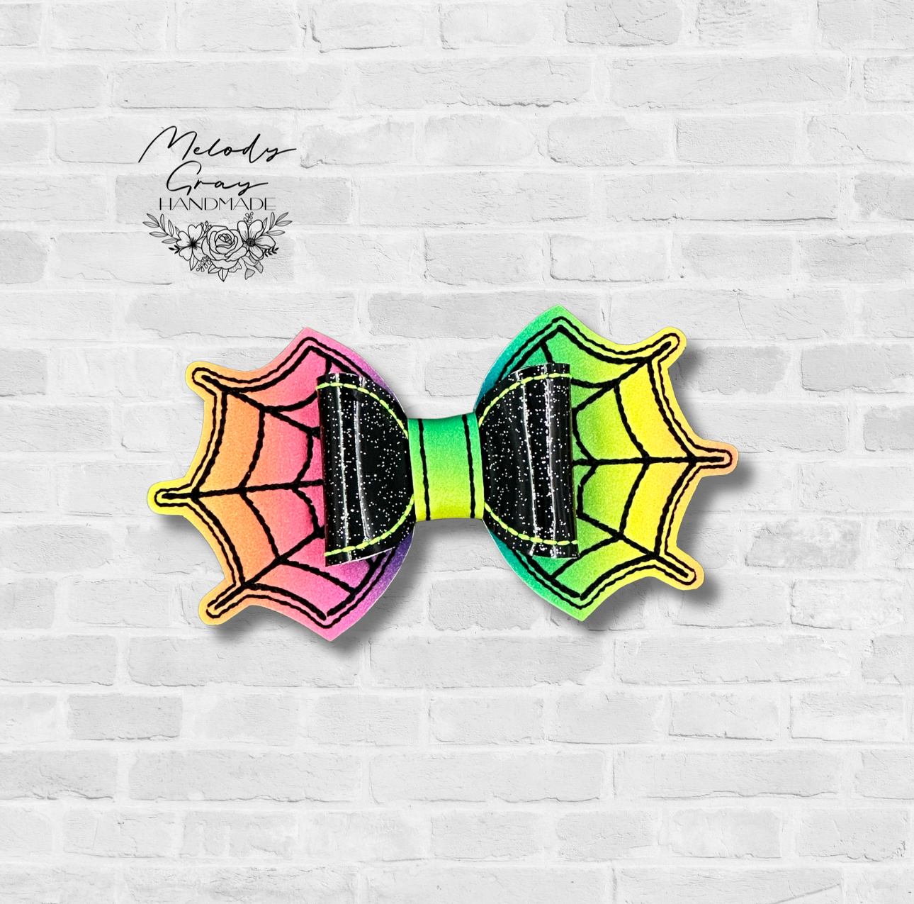 Spider Web Embroidered Hair Bow