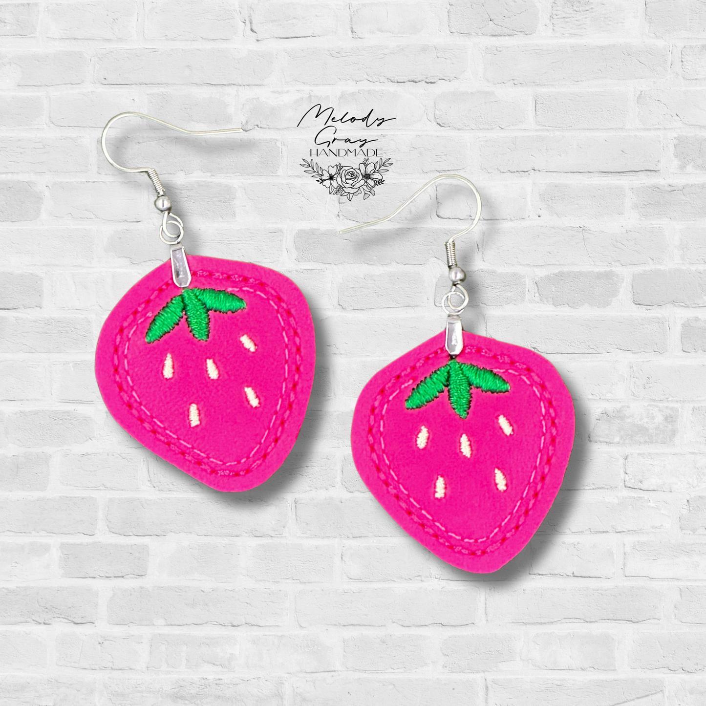 Strawberry Embroidered Earrings