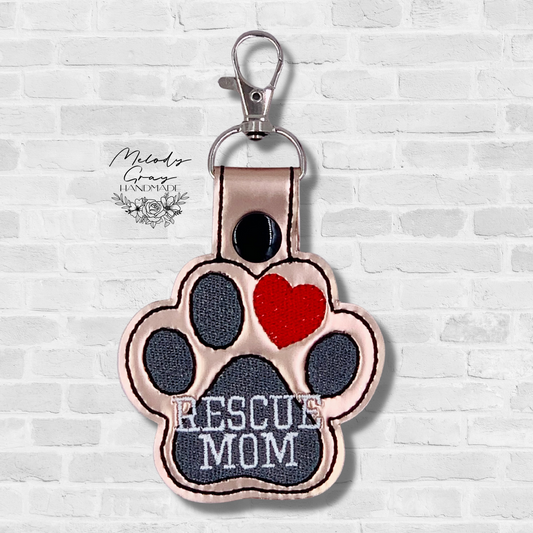 Rescue Mom Pawprint Keychain