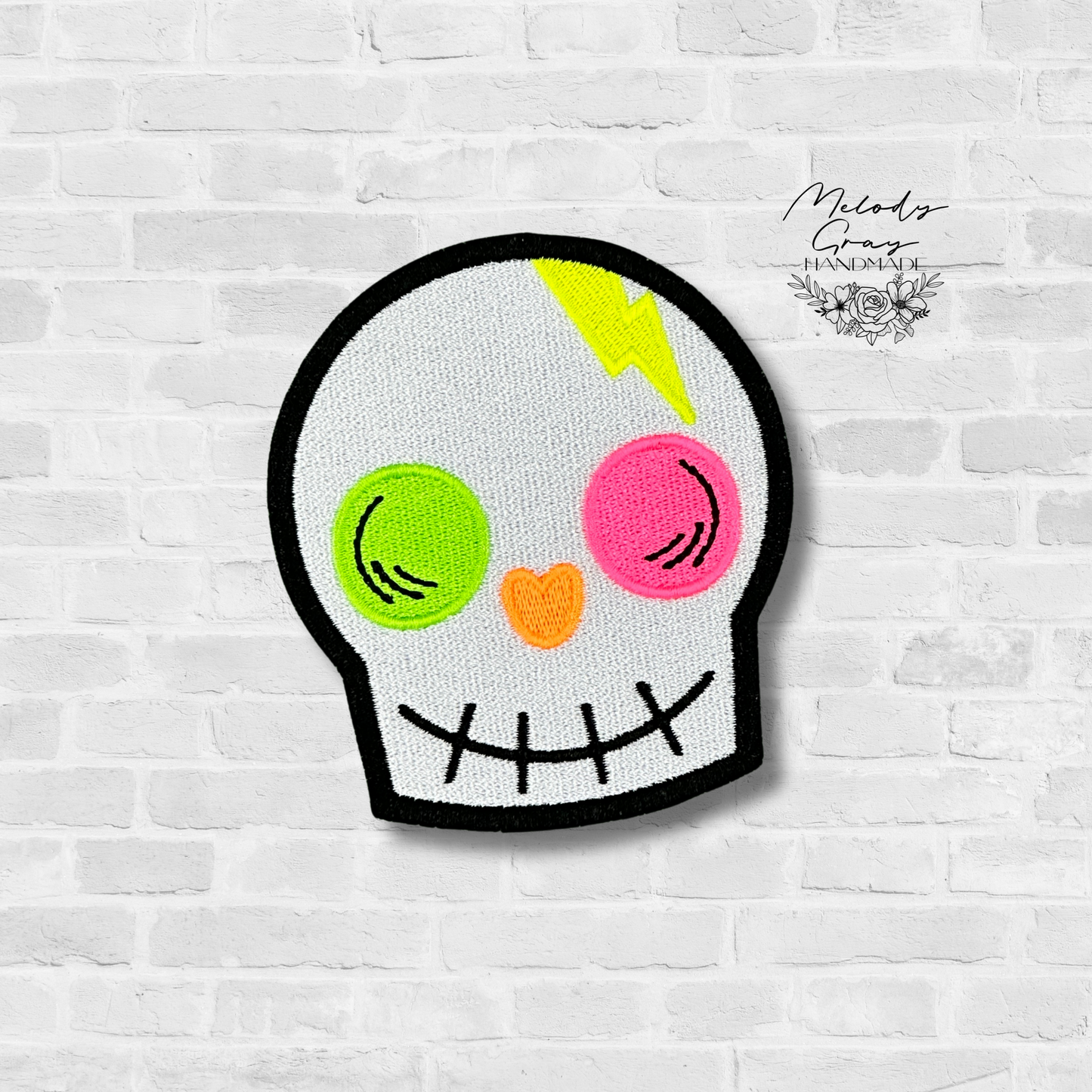 Neon Skull Embroidered Patch