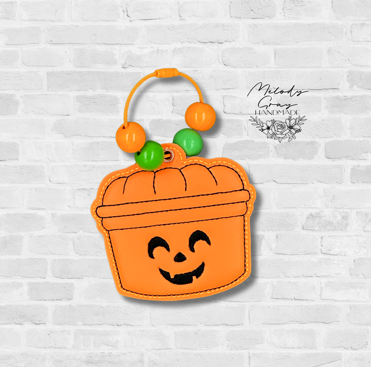 Puffy Pumpkin Bucket Bag Tag