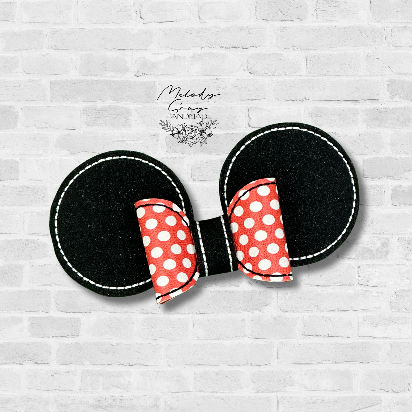 Mouse Ears Embroidered Hair Bow
