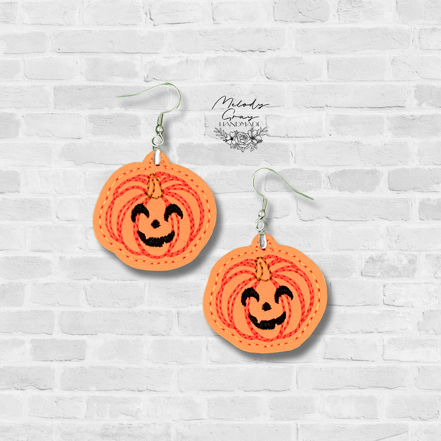 Jack O Lantern Embroidered Earrings