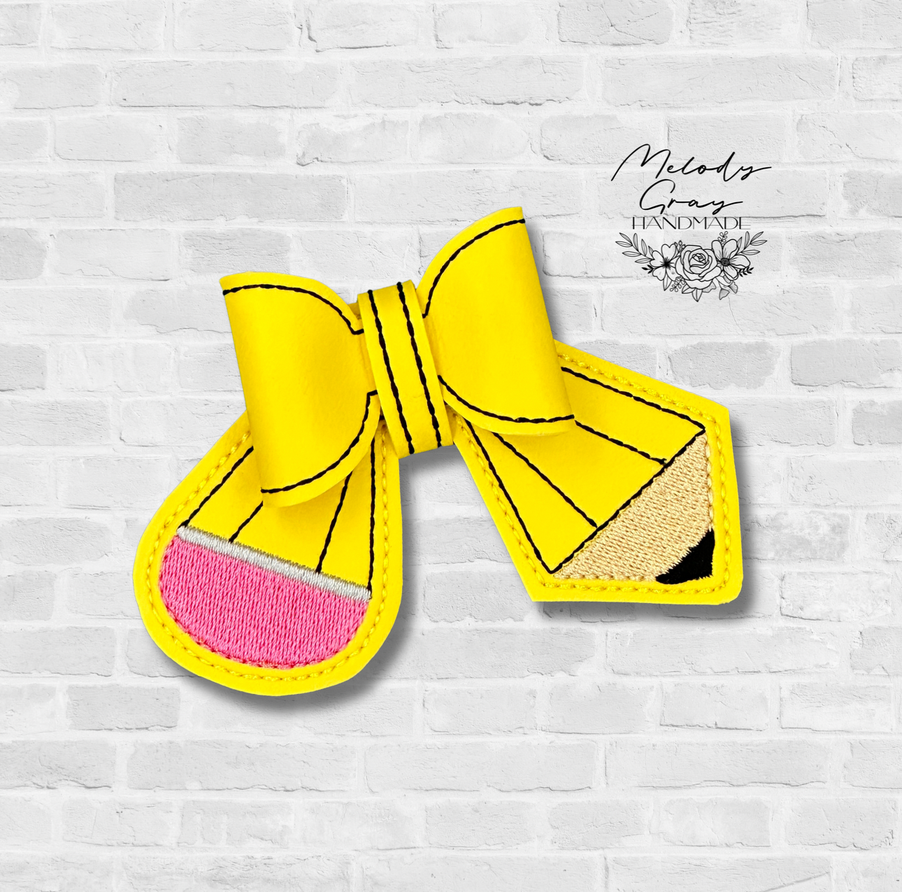 Pencil Embroidered Hair Bow