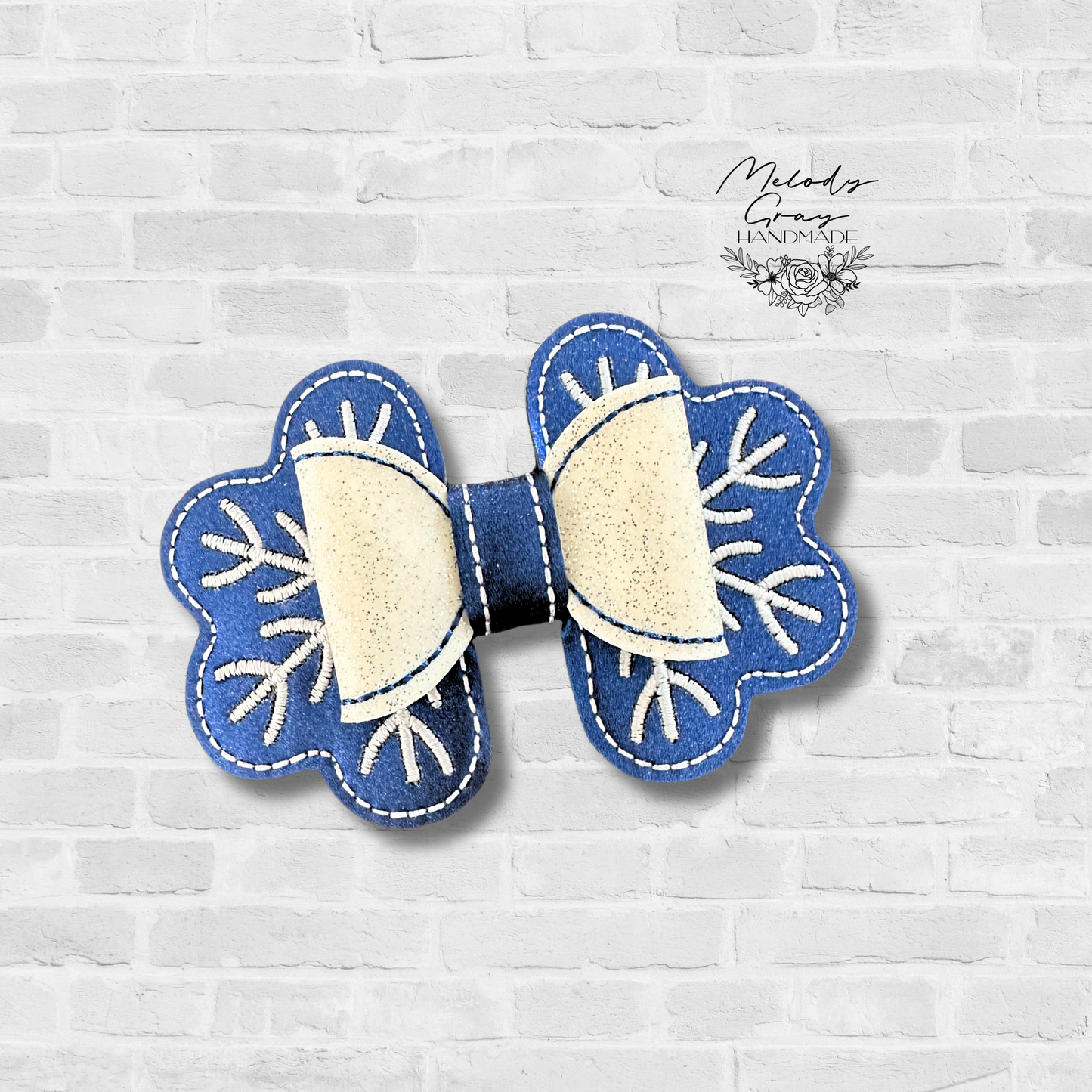 Snowflake Embroidered Hair Bow