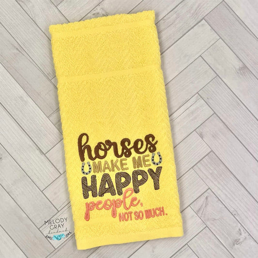 Horses Make Me Happy Hand Towel (People)