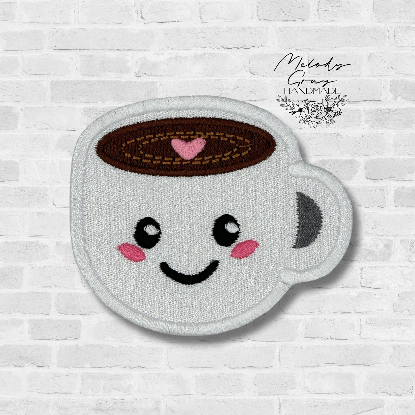 Happy Coffee Cup Embroidered Patch