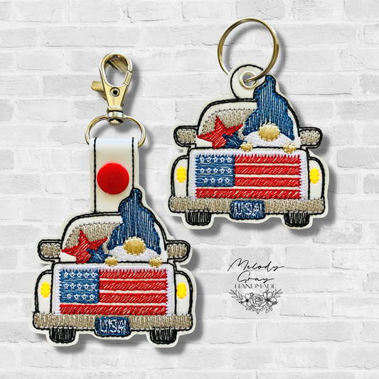 Patriotic Gnome Keychain