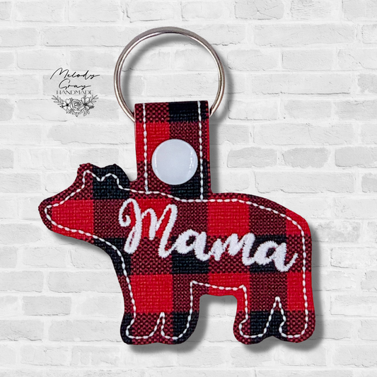 Mama Bear Plaid Keychain