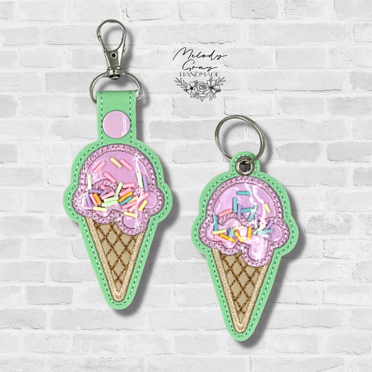 Ice Cream Cone Shaker Keychain