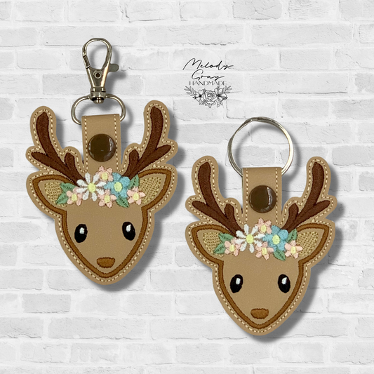 Floral Deer Keychain