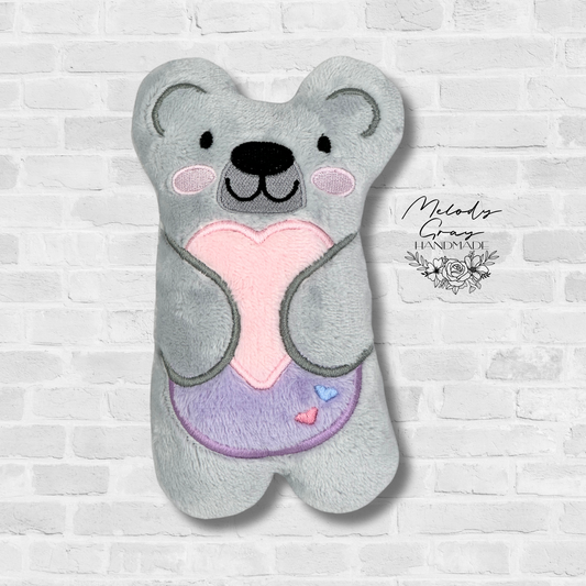 Gray Bear With Heart Plushie