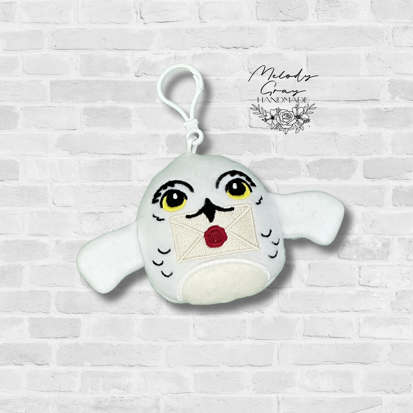 White Owl Squishy Bag Tag