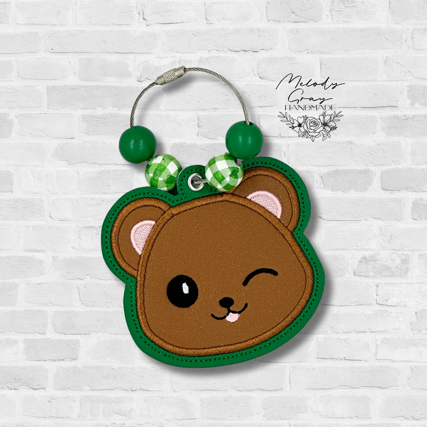 Winking Bear Bag Tag