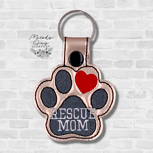 Rescue Mom Pawprint Keychain