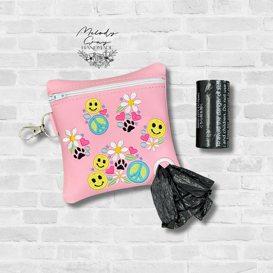 Hippie Floral Paw Dog Poo Bag Holder