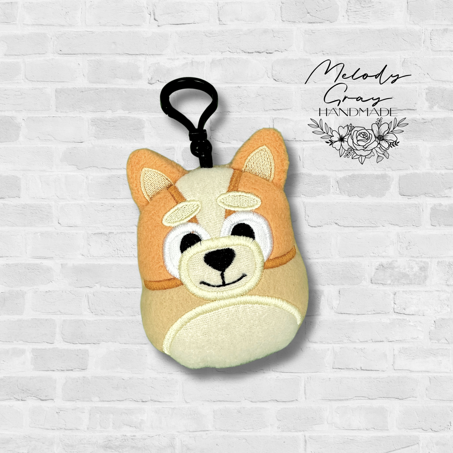 Cream Dog Squishy Bag Tag