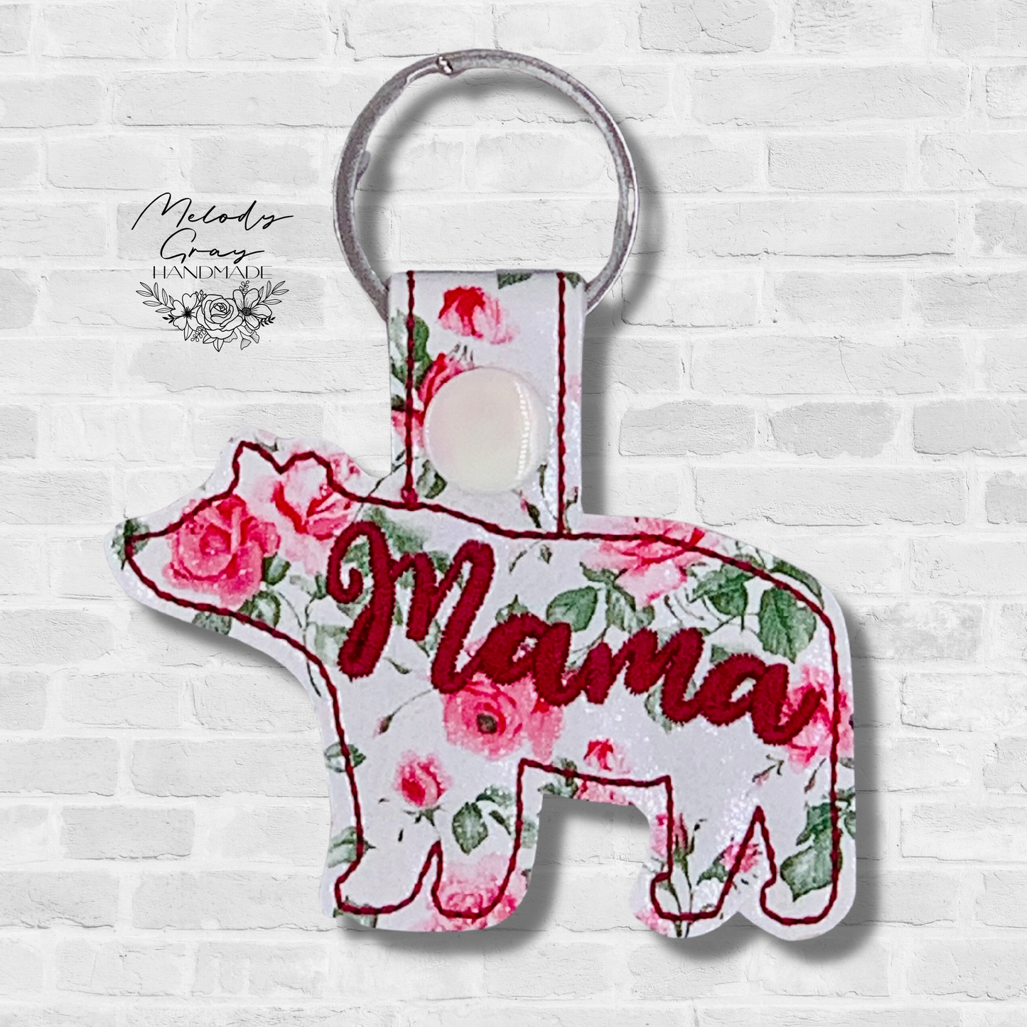 Mama Bear Floral Keychain