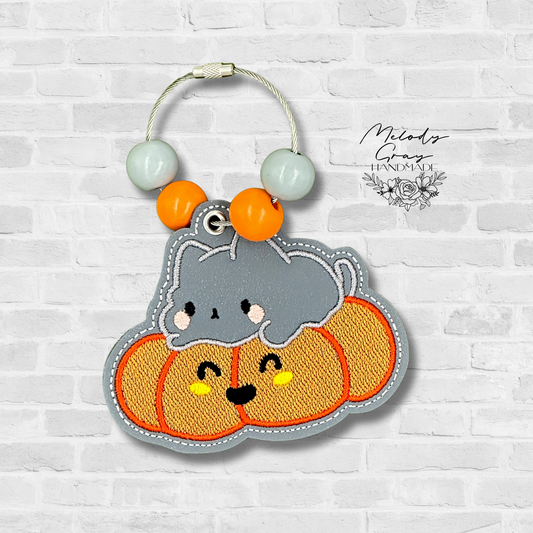 Kitty Pumpkin Bag Tag