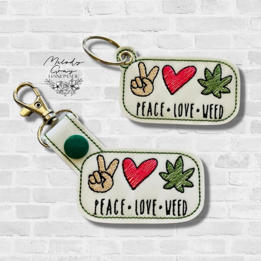 Peace Love Weed Keychain