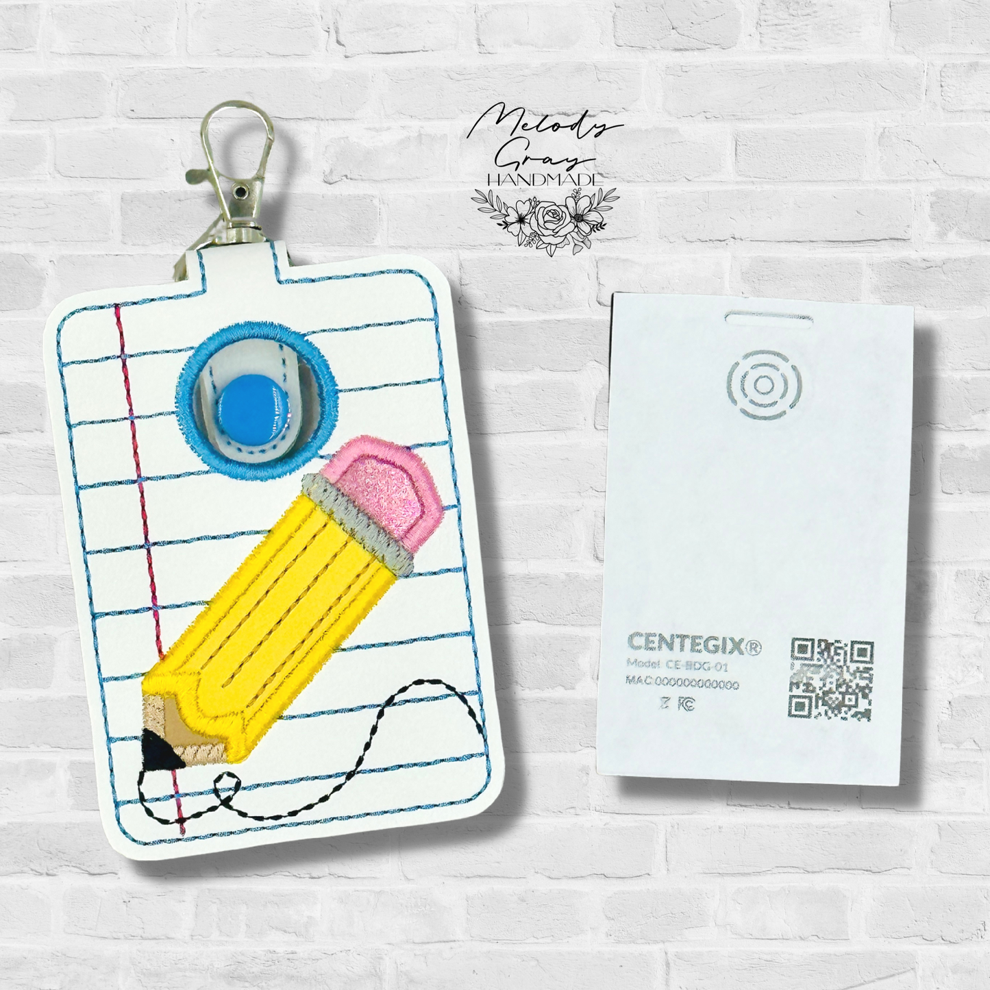 Pencil and Paper Alarm Badge Holder