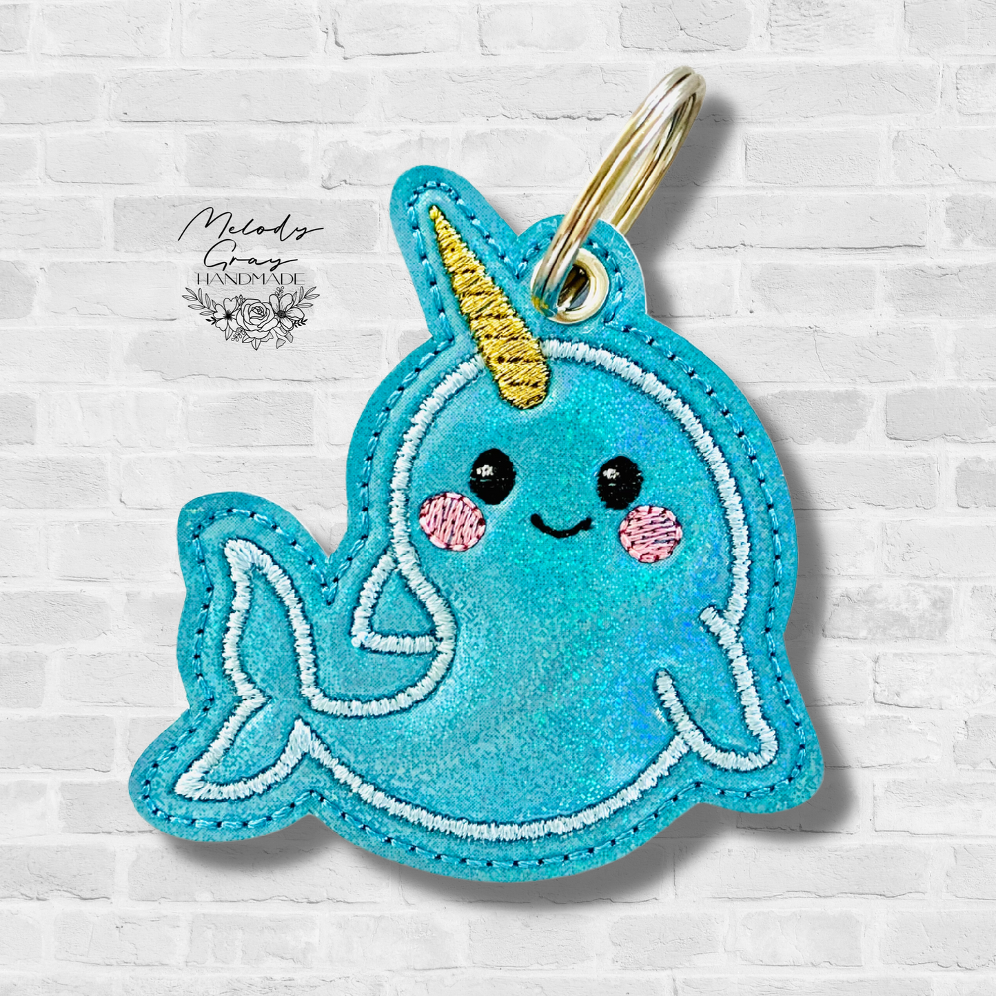 Shimmery Narwhal Keychain