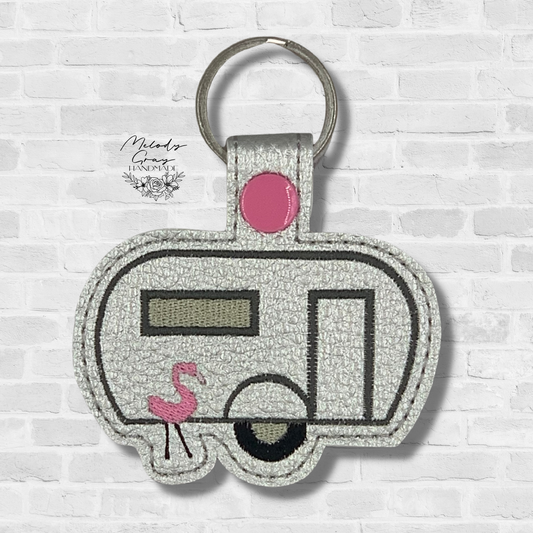 Flamingo Camper Keychain