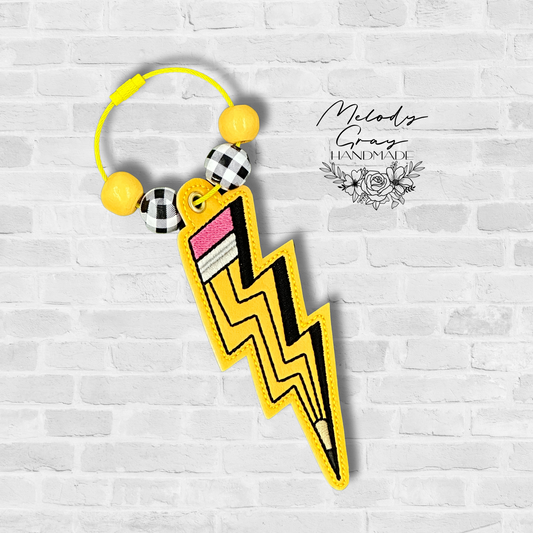 Lightning Bolt Pencil Bag Tag