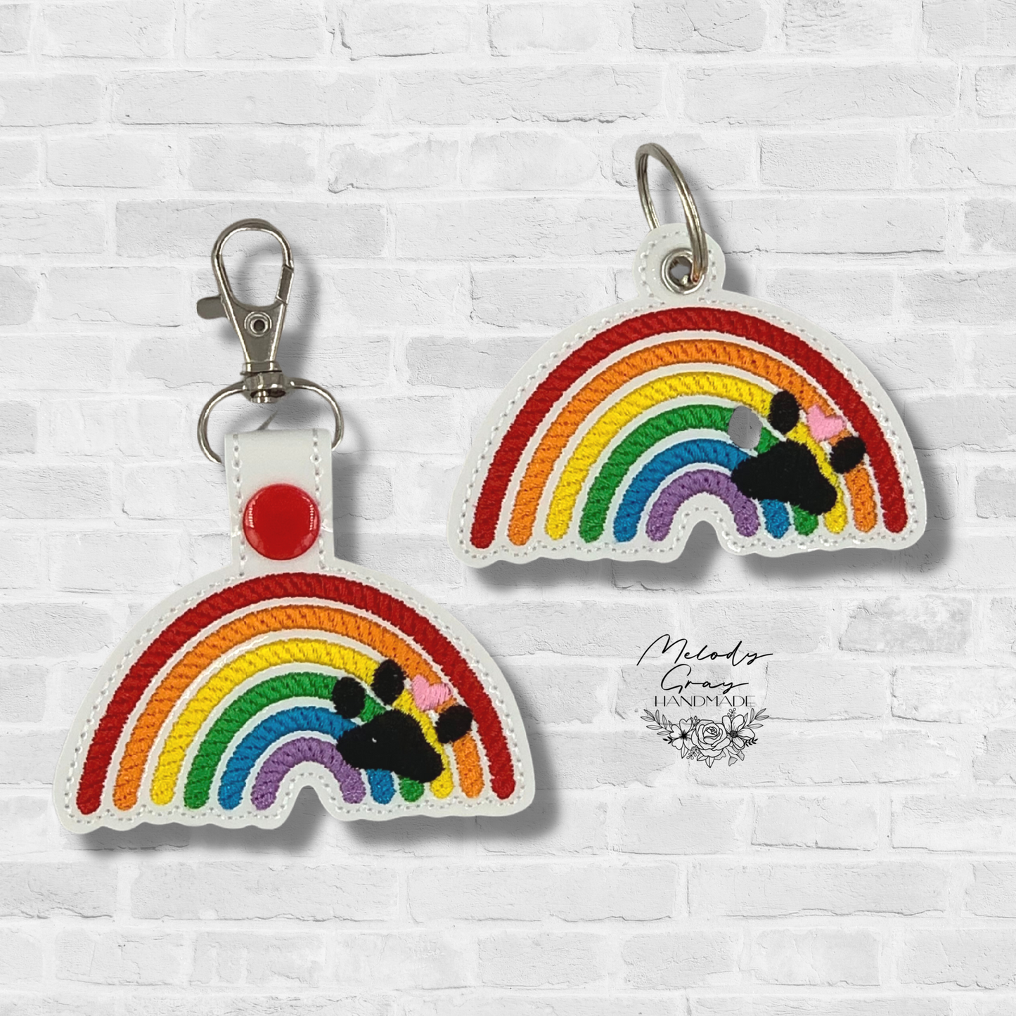 Rainbow with Paw Print Keychain