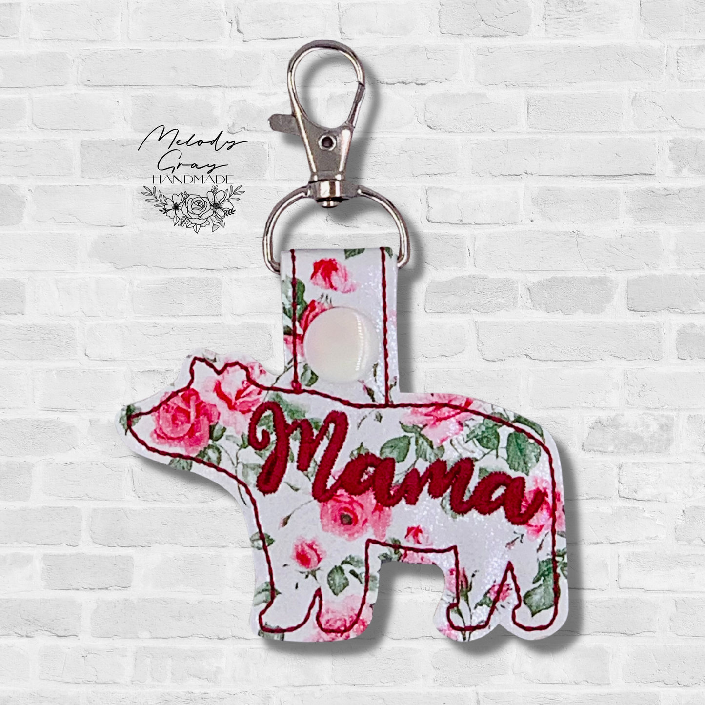 Mama Bear Floral Keychain