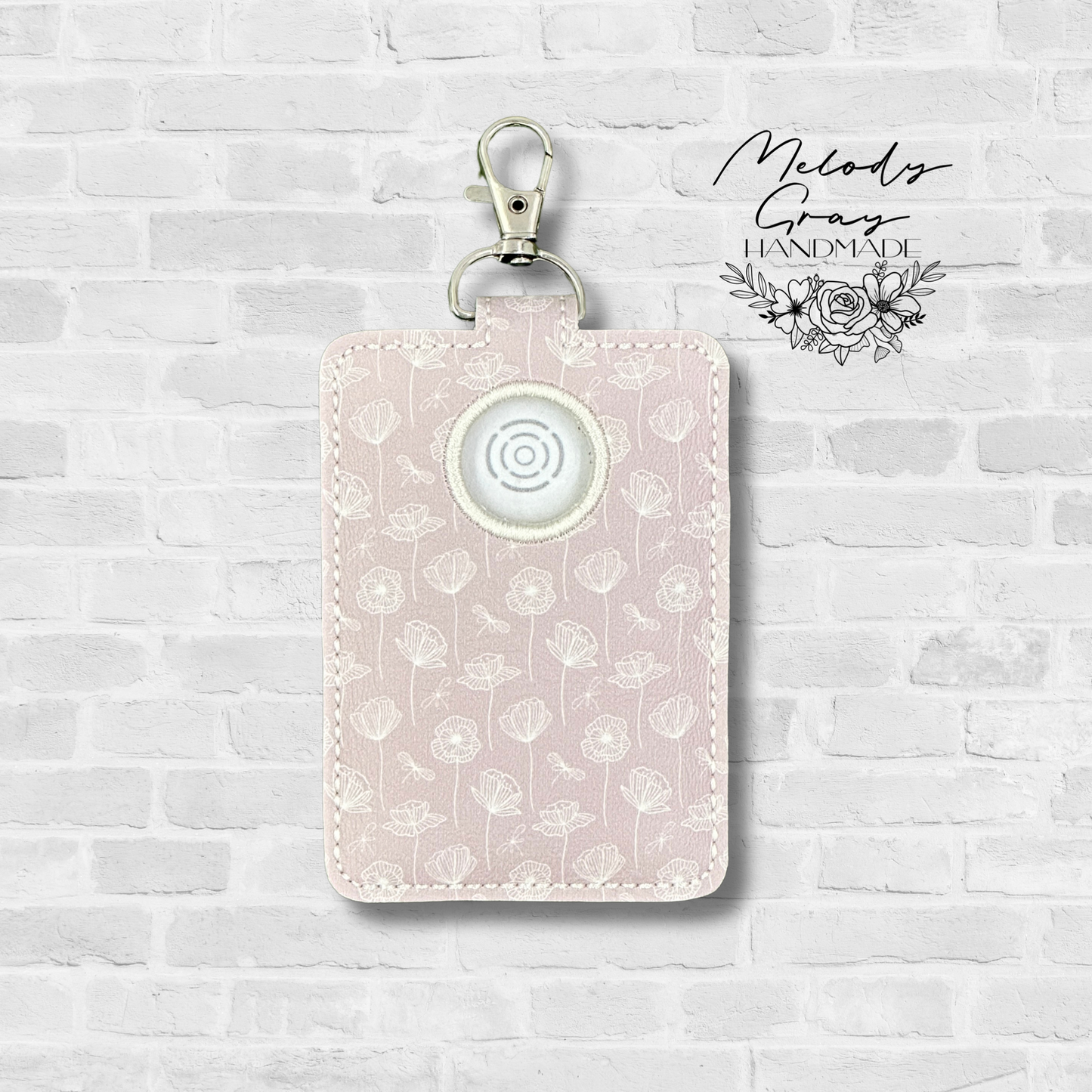 Taupe Floral Alarm Badge Holder