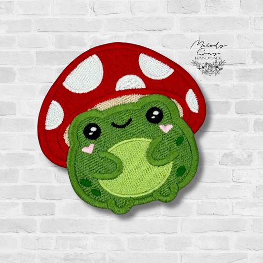 Toadstool Frog Embroidered Patch