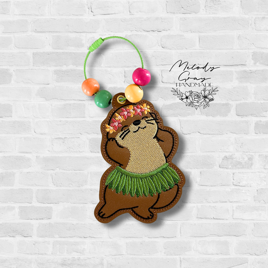 Hula Dancing Otter Bag Tag