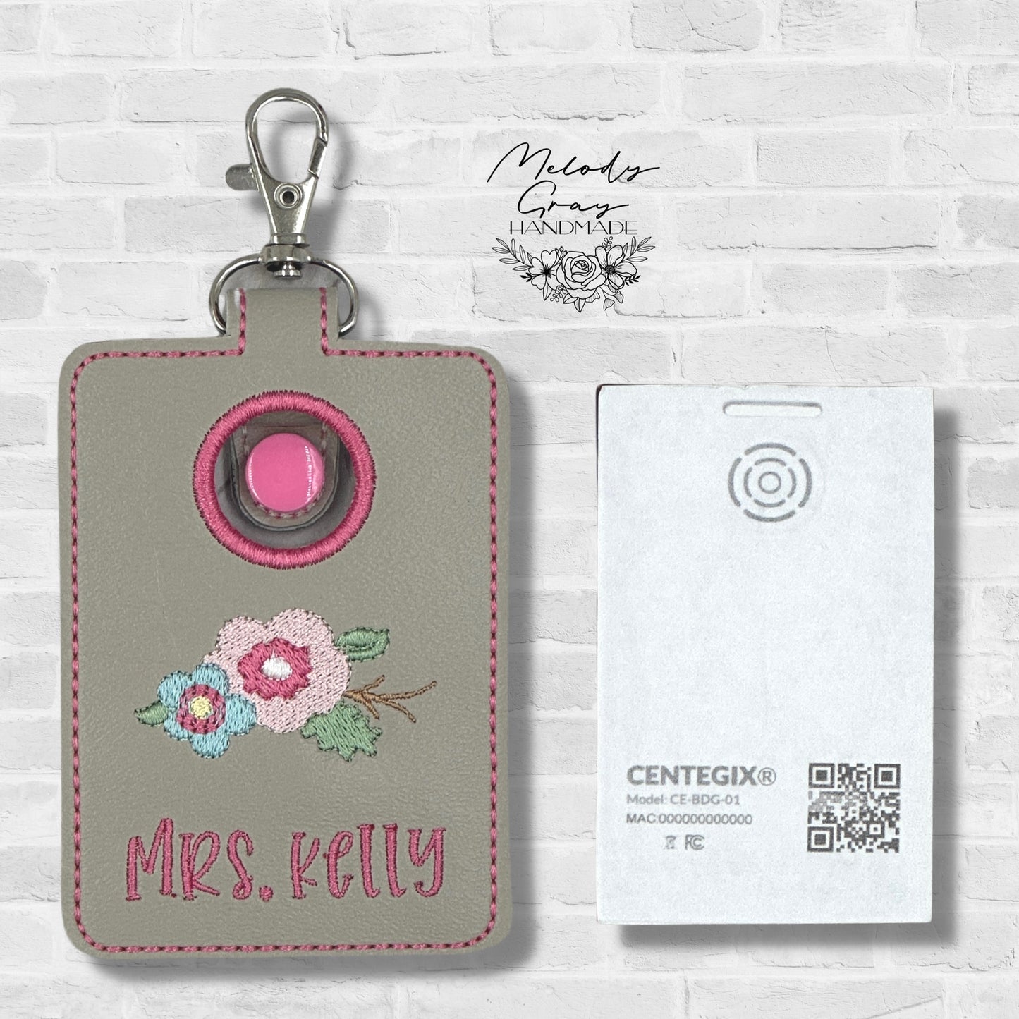 Personalized Floral Alarm Badge Holder