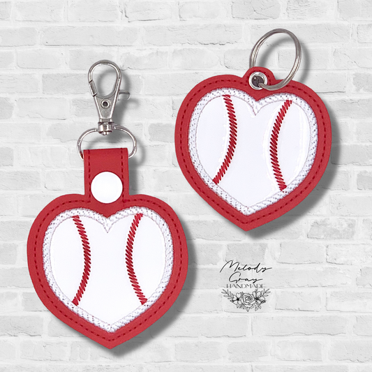 Baseball Heart Keychain
