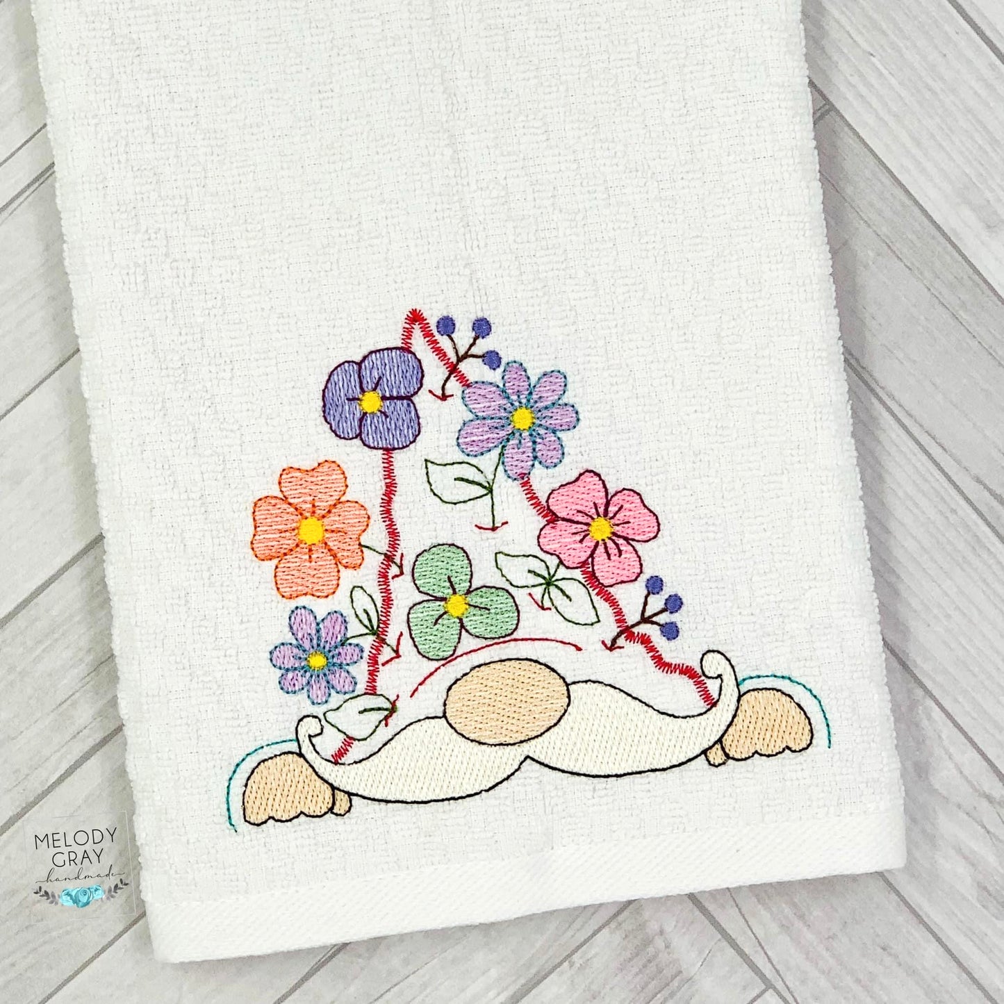 Gnome Multi Flower Peeker Hand Towel