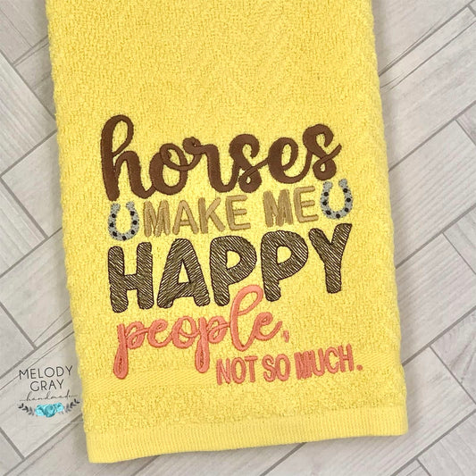 Horses Make Me Happy Hand Towel (People)