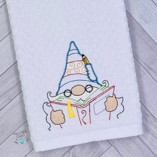Gnome Reading Peeker Hand Towel