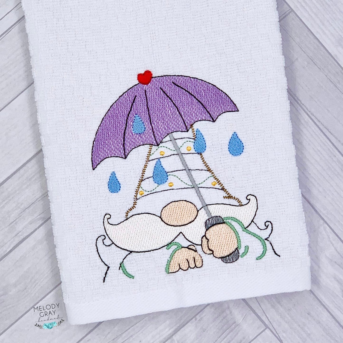 Gnome Umbrella Peeker Hand Towel