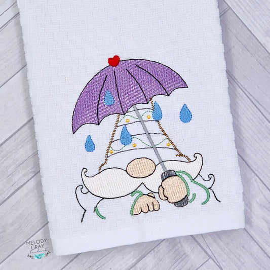 Gnome Umbrella Peeker Hand Towel