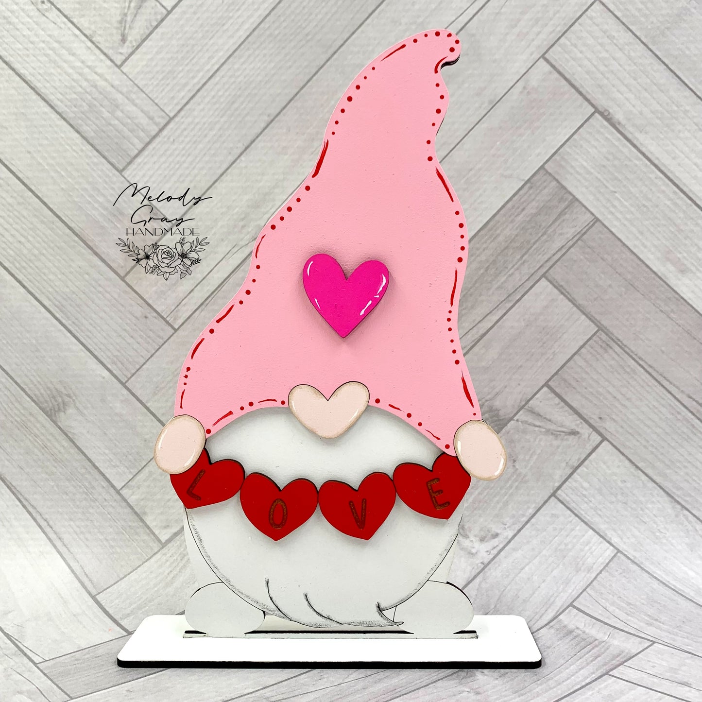 Gnome Holding Love Banner Valentine Shelf Sitter