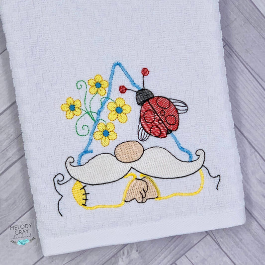 Gnome Ladybug Peeker Hand Towel