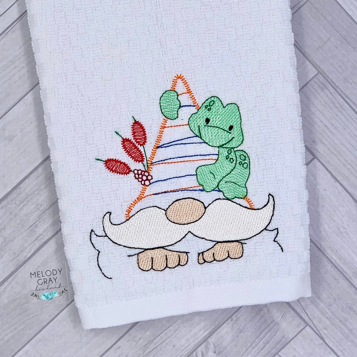 Gnome Frog Peeker Hand Towel