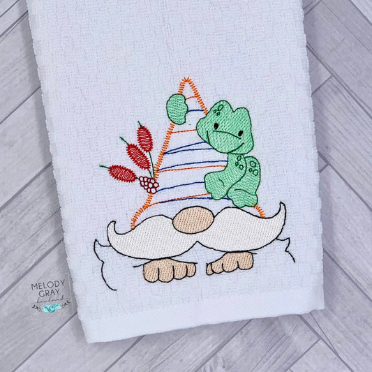 Gnome Frog Peeker Hand Towel