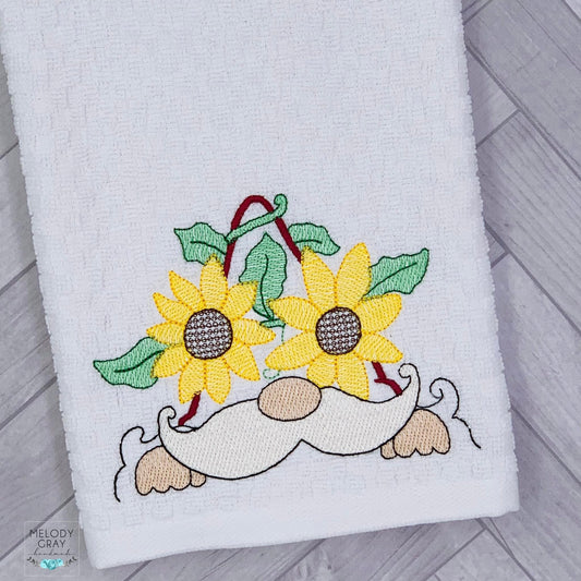 Gnome Sunflower Peeker Hand Towel